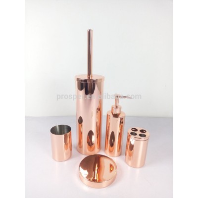 Rose Gold Bathroom Accessory Set Stainless Steel Plating Golden Copper Hotel Sets Accessories Soap Holder Toilet Brush